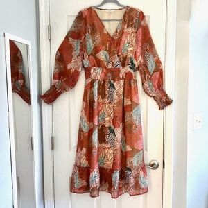 Rokoko Long Sleeve Midi Dress Size L